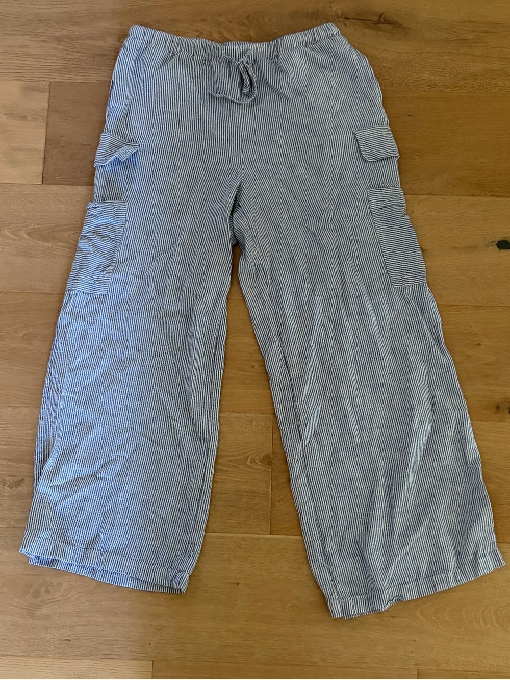 Women’s Blue Striped Cargo Lounge Pants - Size M